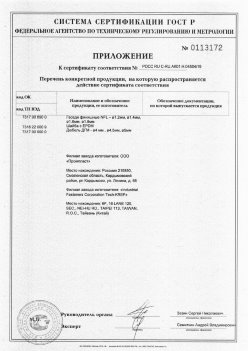 2019.11.16 Каменка - Приложение к сертификату Изделия крепежные из металла, торговая марка Tech-KREP. Серийный выпуск